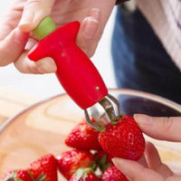 Red Strawberry Huller Strawberry Top Leaf Remover Gadget Tomato Stalks Fruit Knife Stem Remover Tool Portable Cool Kitchen Gadget Coolstuffsales.com -7